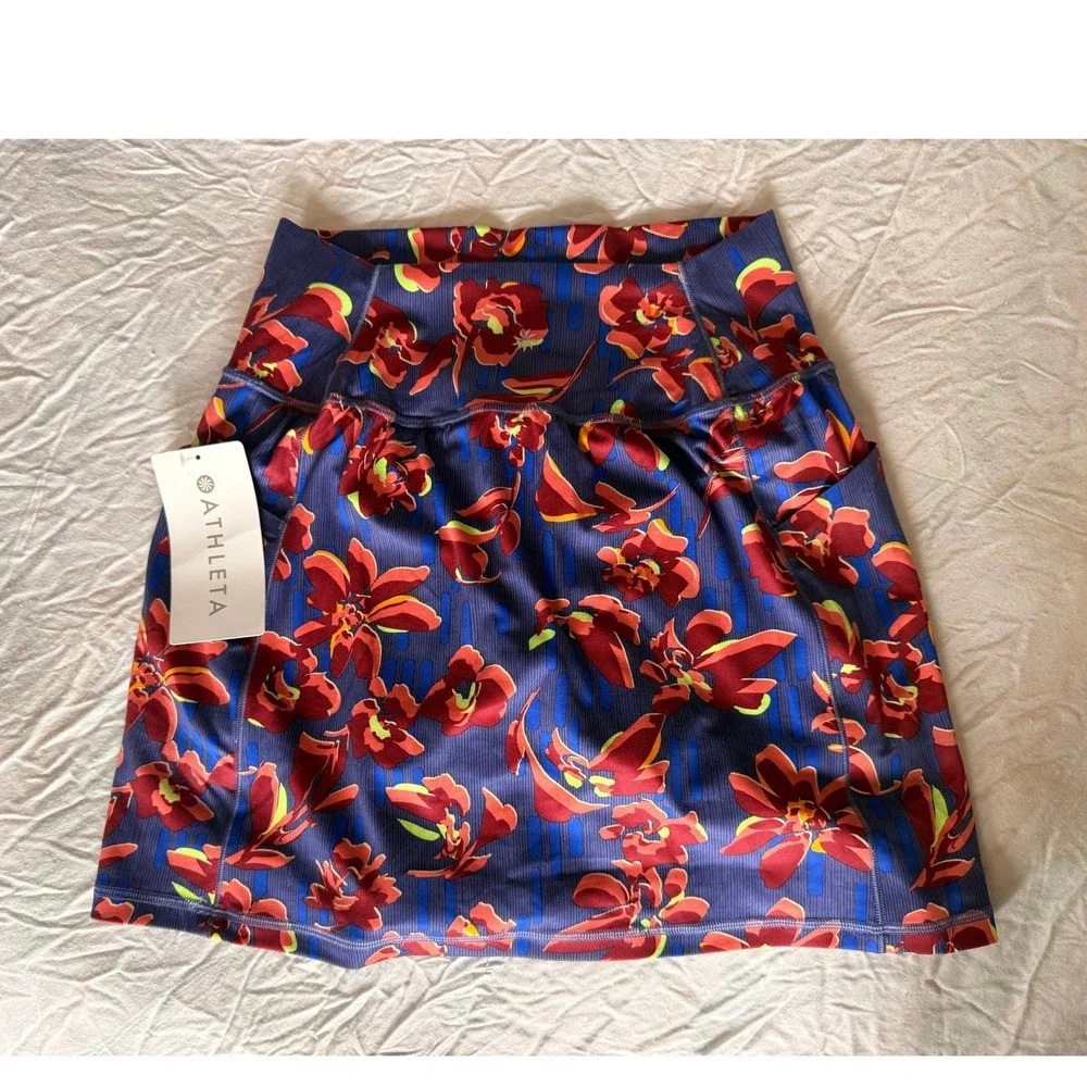 NWT‎ Athleta Floral Athletic Skort salutation Activewear Skirt Pockets Womens XS